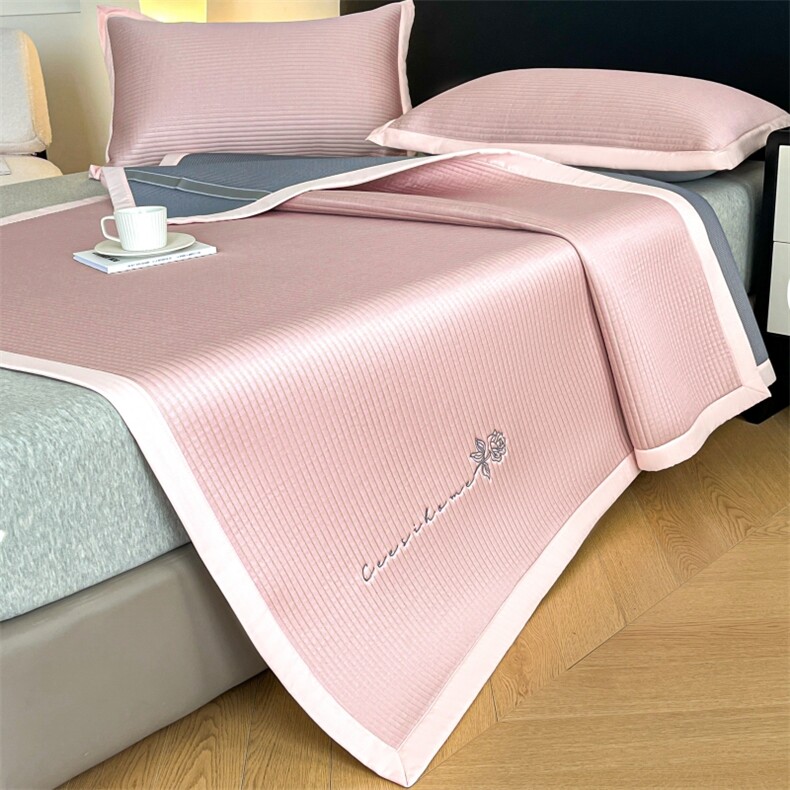 新款PE高分子科技A类凉豆豆凉感席提花凉席三件套-，凉席，一起卖家纺