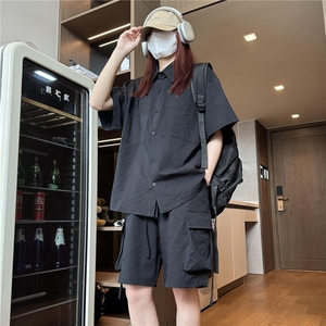 松弛感衬衫套装中性风夏新款气质慵懒高级简约短裤两件套TZ07/P70图片
