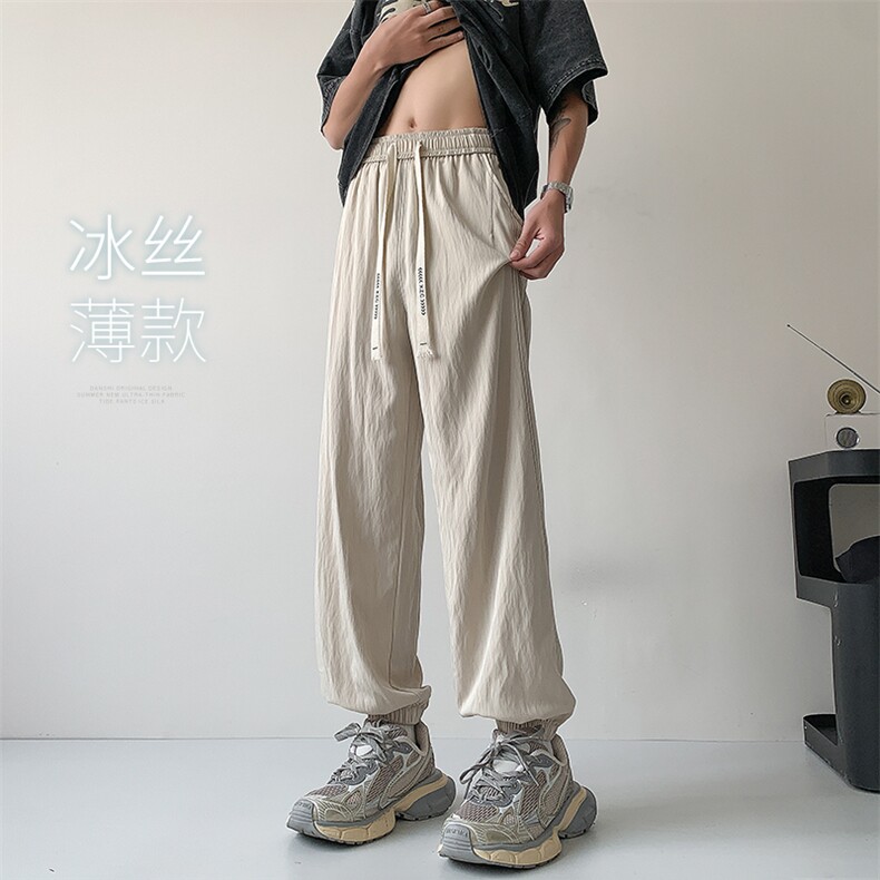 束脚冰丝裤X2435-TP30控价48 山本褶皱长裤男薄款透气束脚冰丝裤图片
