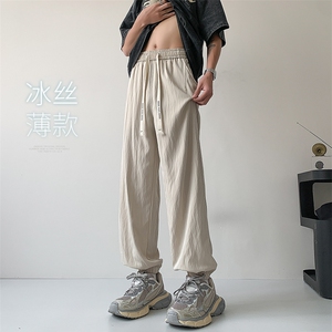 束脚冰丝裤X2435-TP30控价48 山本褶皱长裤男薄款透气束脚冰丝裤图片