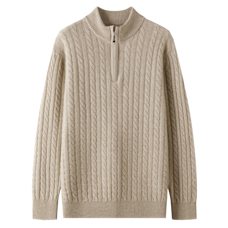 男士半高领毛衣秋冬季新款舒适潮流时尚百搭宽松羊绒衫，男装羊绒套衫，忠诺羊绒高端店