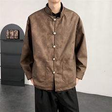 2026春装新款风皮衣夹克外套新中式大码唐装复古2515-P128，男装夹克，电商A057