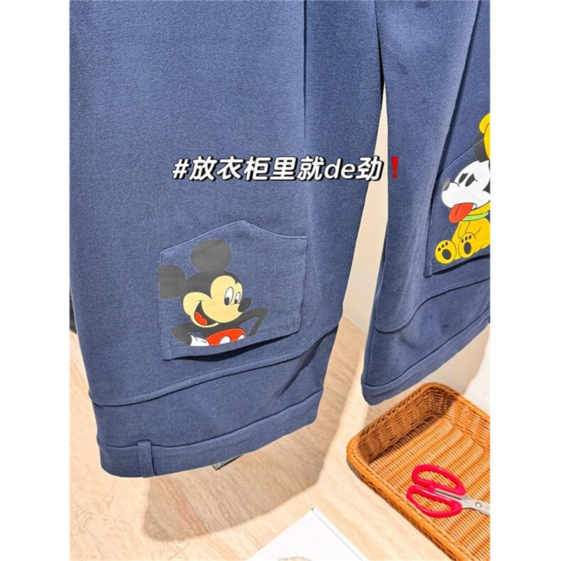 AK24048-P55卡通米奇加绒加厚卫裤女秋冬季宽松直筒阔腿,女装休闲裤,星座617A-2
