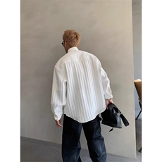 春夏款韩版时尚男士宽松纯色条纹网纱透视衬衫气质青年中性防晒衣，男装防晒衣，星座506A