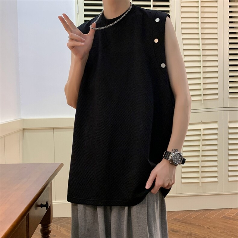 23新款肌理感无袖铆钉设计背心男坎肩T恤A316-1Y85P30控48,男装背心/马甲,星座906（原电商a316-1）