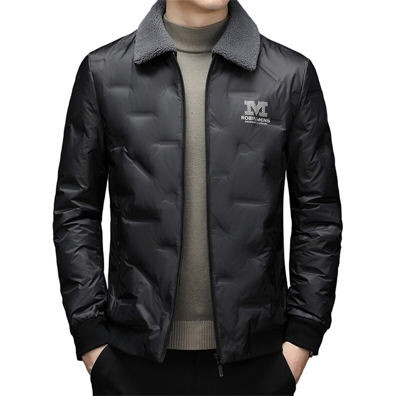 新款男士短款羽绒服男中年可脱毛领羽绒休闲外套SNNYR99667-P225，男装羽绒服，电商B212（原钱塘6029）