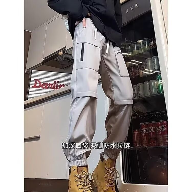 秋款男女休闲裤直筒小脚拉链口袋拼接长裤大码M-5XLh0087P38,男装休闲裤,星座1013-1