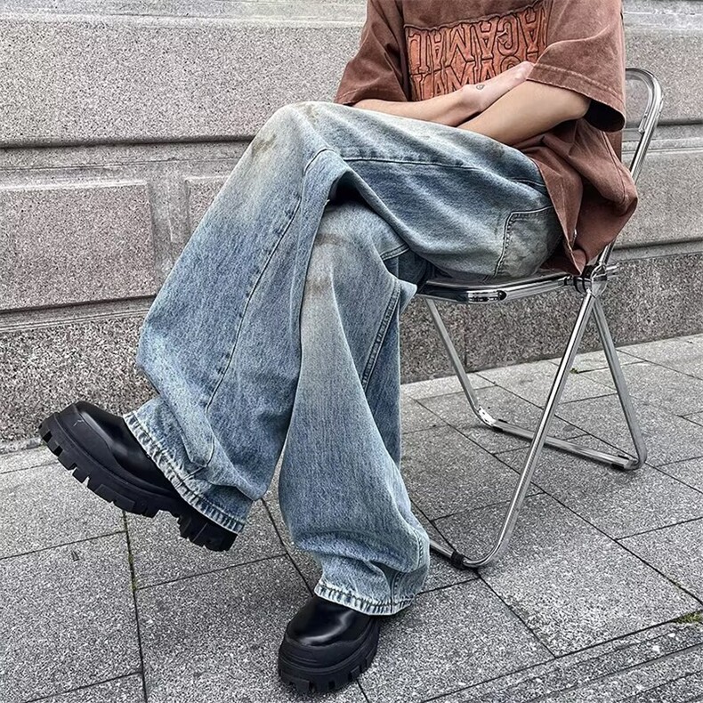 夏款男牛仔裤扎染渐变色脏脏裤直筒宽松休闲长裤NK9167P50,男装牛仔裤,星座1013-1