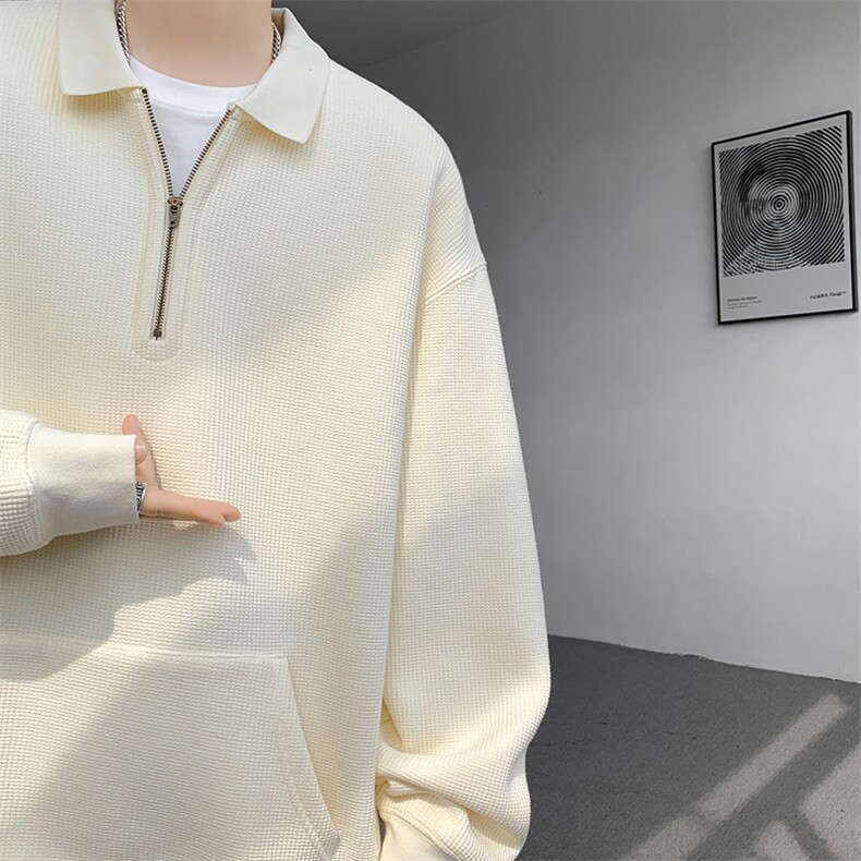 8XL-M半拉链卫衣男日系复古翻领休闲百搭外套大码上衣服WY003P50图片