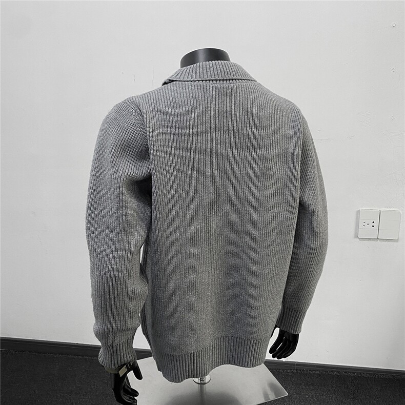 美式高阶假模重磅秋季加厚翻领百搭休闲针织套头毛衣M612504TP65,男装针织衫/毛衣,电商A247