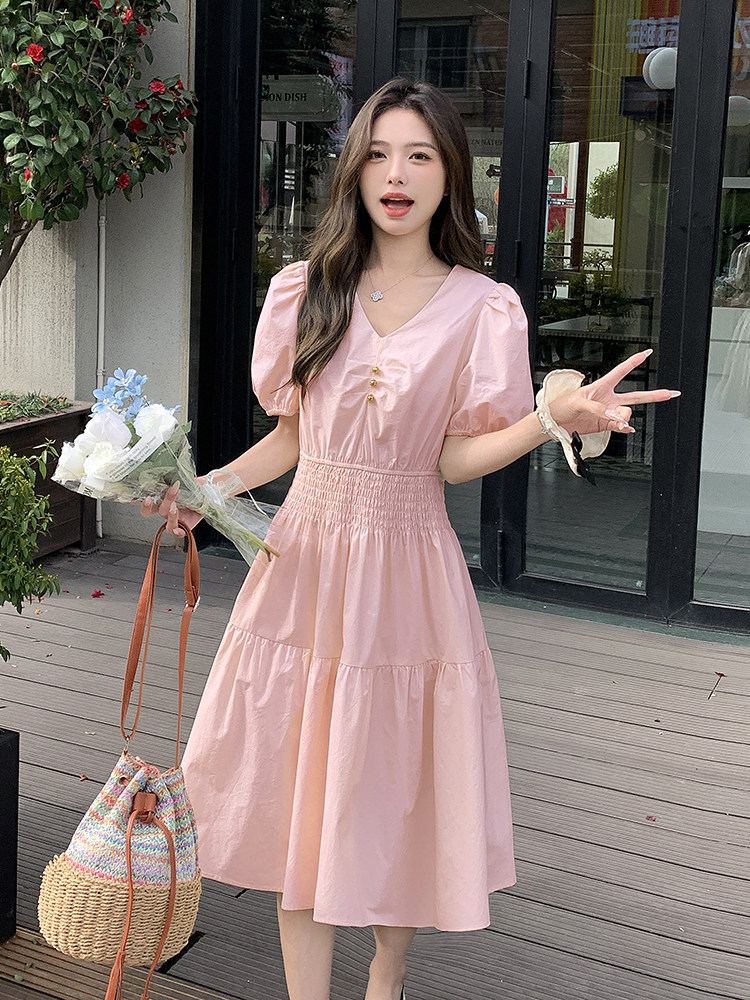 2024夏季新款高档棉布连衣裙时尚显瘦气质长裙优雅百搭女装,女装连衣裙,鑫慧