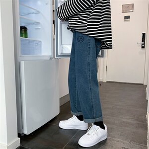 NK44224-P38直筒牛仔裤男士大码宽松九分裤男休闲长裤子男,男装休闲裤,电商A040