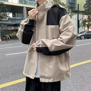 冲锋衣防水连帽夹克上衣卡其外套军绿色M--3XL W133图片
