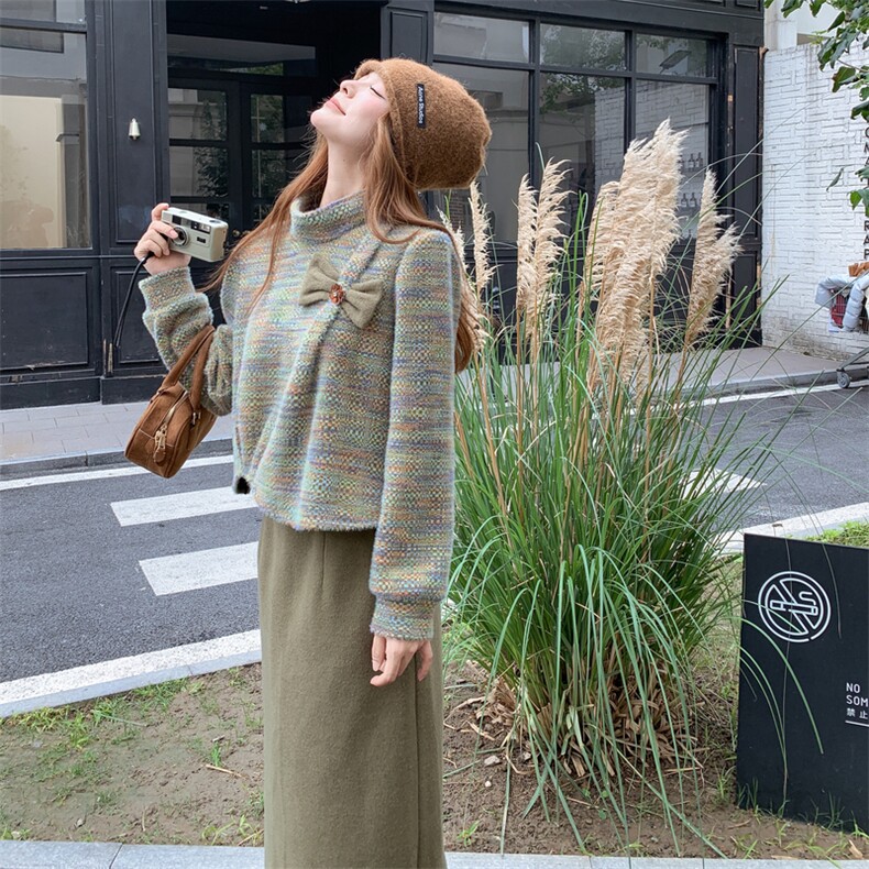 现货手法小香风两件套时尚洋气女装套装加绒加厚保暖轻奢高级感,女装套装/套裙,韩然一族