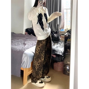 DT10-P52美式豹纹牛仔裤男女秋季新款2024长裤-网图档口大货图片