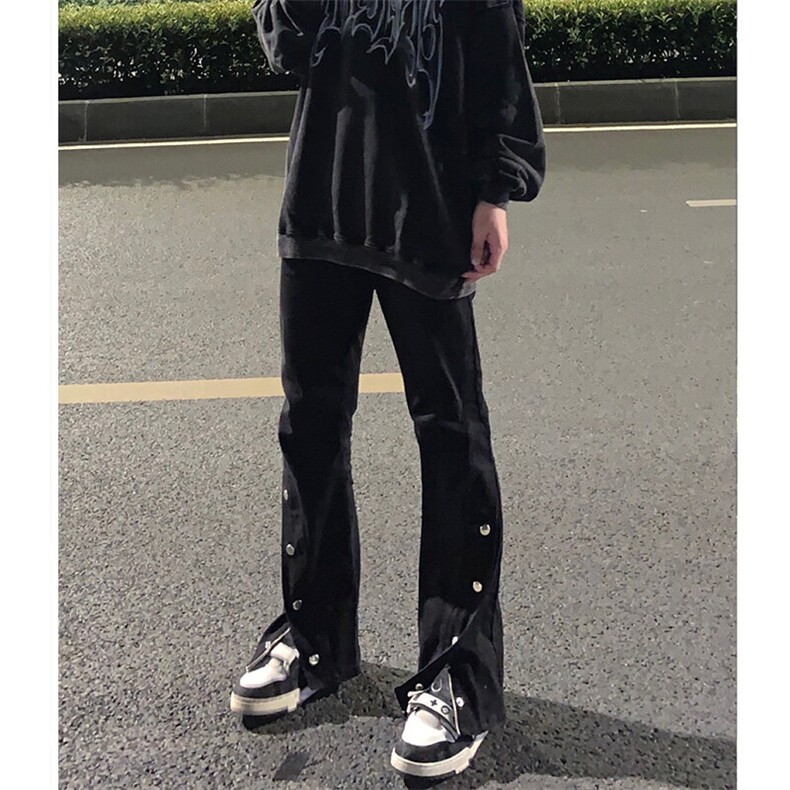 高街美式排扣牛仔裤拉链设计感直筒牛仔裤,男装牛仔裤,星座310A-4