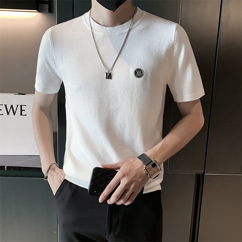 秋针织纯色短袖半圆领T恤男内搭上衣毛衣打底衫301A-1/M02/P48,男装T恤,星座301A-1