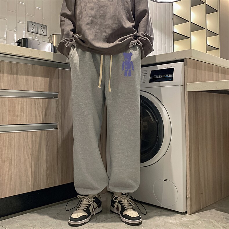 华夫格运动裤男大码抽绳休闲裤卫裤HK78242-P35加绒款P45,男装休闲裤,电商A040