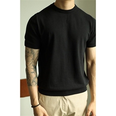 夏季冰丝凉感短袖T恤衫韩系轻奢风条纹针织衫百搭透气宽松T836，男装Polo衫，星座1116A（原606A-3）