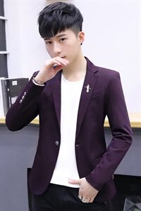 男士外套新款2021韩版休闲小西装男修身潮流帅气男装西服图片