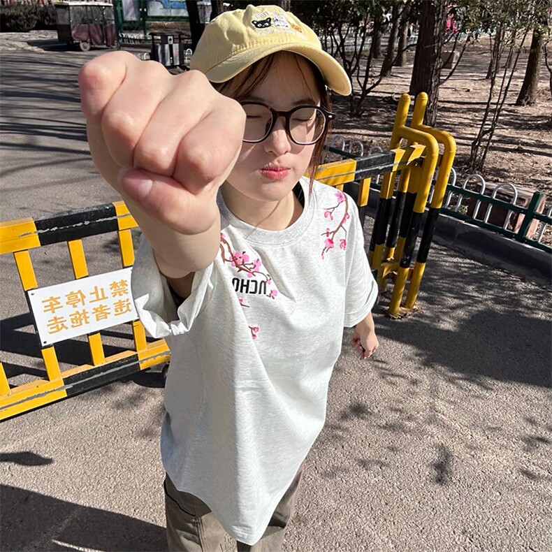 万针全刺绣工艺抖音得物高品质260克重磅纯棉双纱美式高街短袖T恤,男装T恤,电商A486