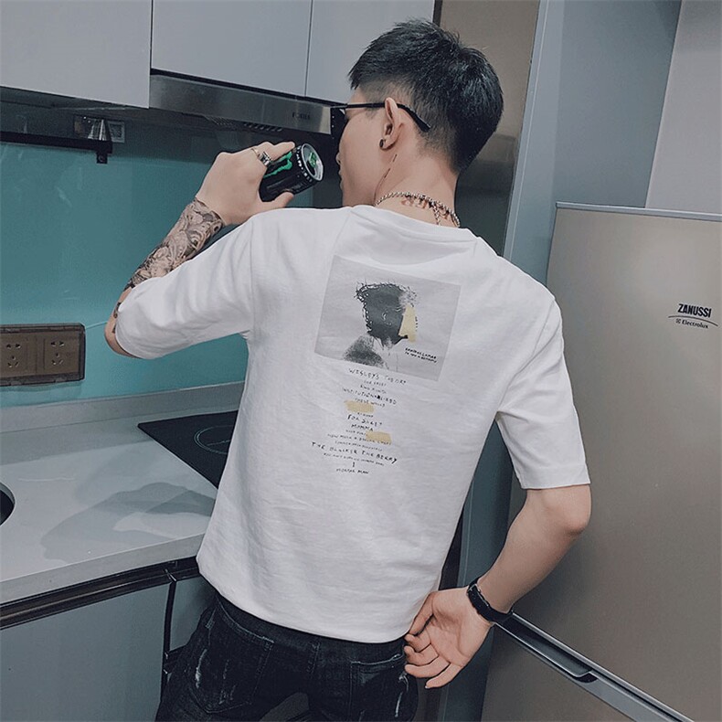 D52/人头印花夏装雅痞圆领T恤男士社会青年修身短袖,男装T恤,电商A458A