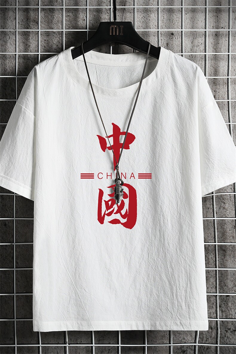 YT26198-P30亚短袖t恤男大码五分袖男宽松七分袖网格挂拍,男装T恤,电商A040A