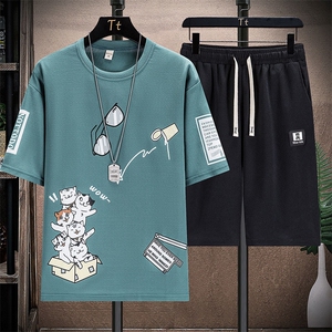 23新款青少年时尚潮流个性圆领套装男短袖T恤短裤一套潮TZ288-P35图片