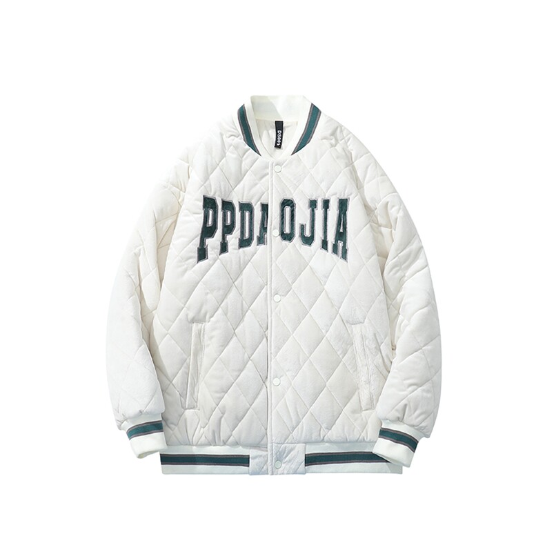 2023冬砖墙挂拍棉丝绒面料菱形格绗棉棒球服棉服M7236-P115,男装棉衣,电商A082