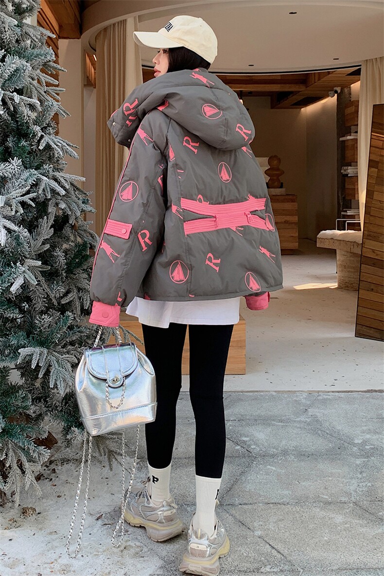 现货：2026年冬装新款设计感撞色印花羽绒服2C135-6856P295K428,女装羽绒服,2C135