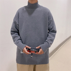 M18045-P45加绒款-P65半高领毛衣男士大码针织衫男毛线衣男，男装针织衫/毛衣，电商A040