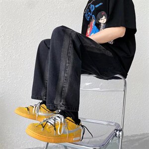 复古阔腿休闲牛仔裤男ins高街潮牌宽松直筒拖地长裤子N7227-p45，男装牛仔裤，星座1008