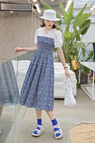 现货.花色连衣裙，女装连衣裙，秋水伊人