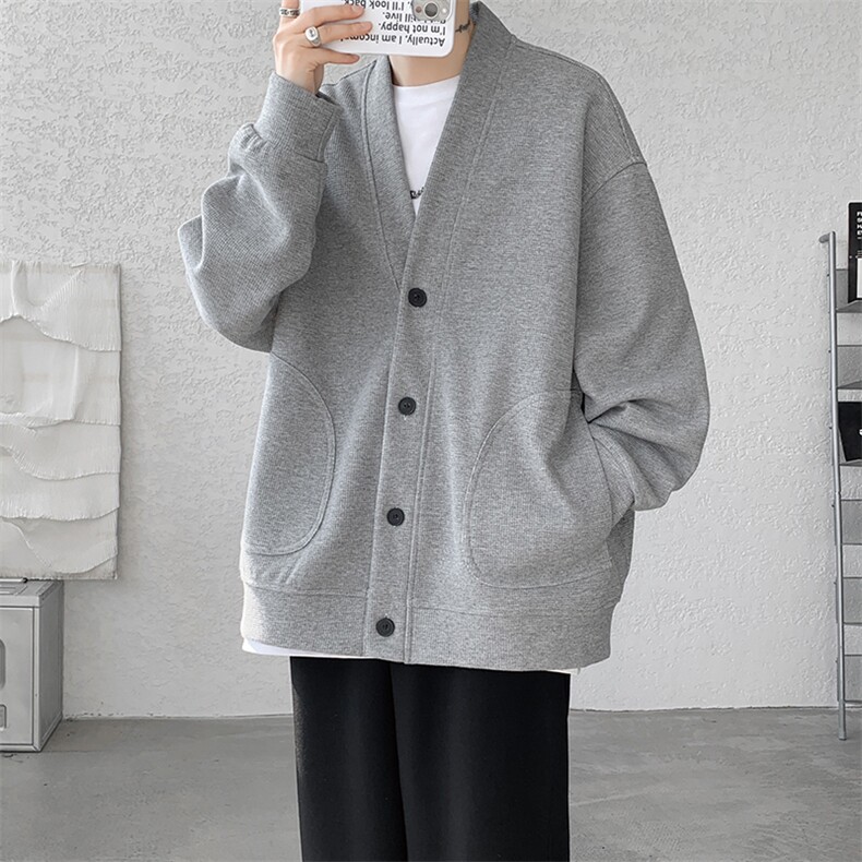 8XL-M羊羔绒开衫卫衣外套男秋冬季V领加绒加厚长袖上衣服KS001P58,男装卫衣,电商B312