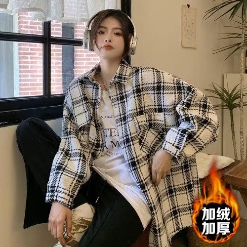 轻熟格子千鸟毛呢工装外套男士百搭痞帅韩版青少年潮流夹克,男装夹克,星座1210-1