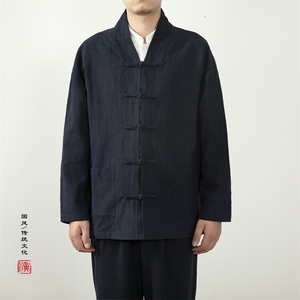 2025秋冬新款风男装棉麻新中式汉服领禅服唐装外套H60P95图片