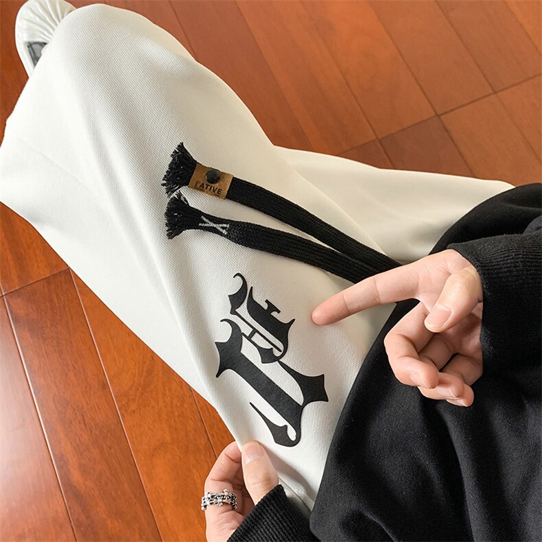 港风2023春夏新款男生百搭阔腿裤束脚纯色休闲裤K23109-P40控68,男装休闲裤,星座717