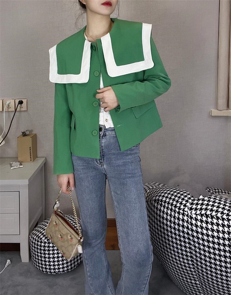 娃娃领西装外套，女装西装，戈朴