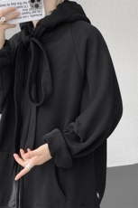 8XL-M朝牌情侣美式绑带设计连帽卫衣宽松开衫外套男女WY35P58，女装短外套，电商D206-1