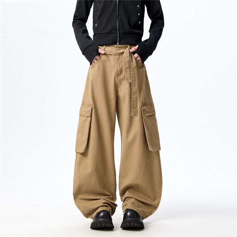 C315-6148秋冬高品珠帆布100棉裤色腰带工装弯刀休闲裤(P65X108)2，男装棉裤，电商C315