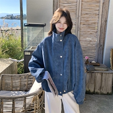 现货2026年新品蓝色皮衣0752P165K258，女装短外套，2C201