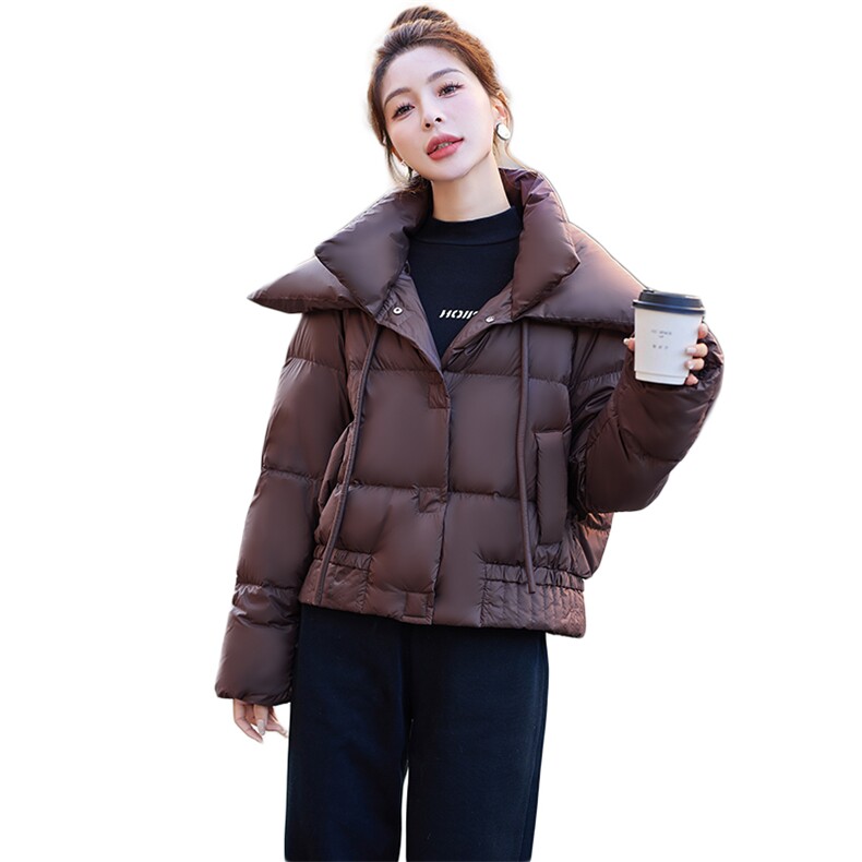 立领羽绒服女短款90绒2023新款冬季宽松时尚小个子白鸭绒加厚外套,女装羽绒服,千千佰惠