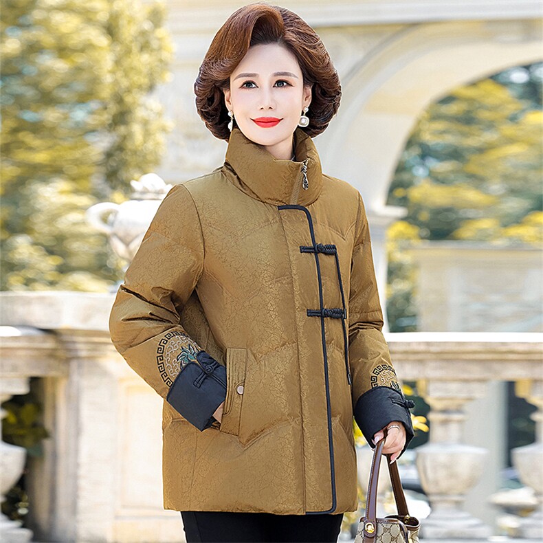 2026新款冬装中老年人女装妈妈羽绒服洋气刺绣盘扣风外套,男装羽绒服,电商B212（原钱塘6029）