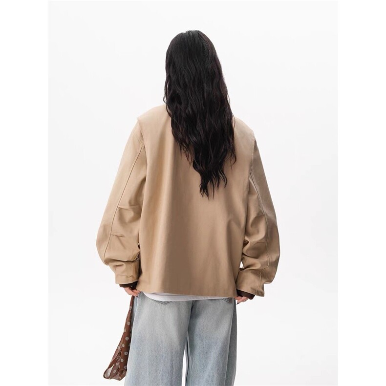 W23-P85美式翻领帆布夹克外套男女2025春秋冬宽松工装棒球服,男装夹克,电商B323A