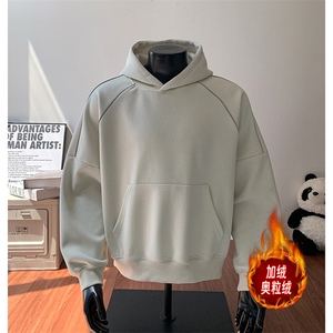 500克重磅无帽绳拉链连帽卫衣硬挺加绒奥粒绒外套男 RH5341JR-P61图片