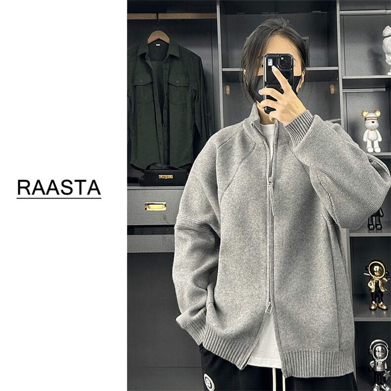 M03-P65纯色立领拉链毛衣外套秋冬新款中式潮牌情侣针织开衫,男装针织衫/毛衣,星座215-1