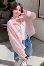 甜美风粉色减龄薄款防晒衣外套女夏季2025新款超好看韩系短款夹克，女装防晒衣，2C306