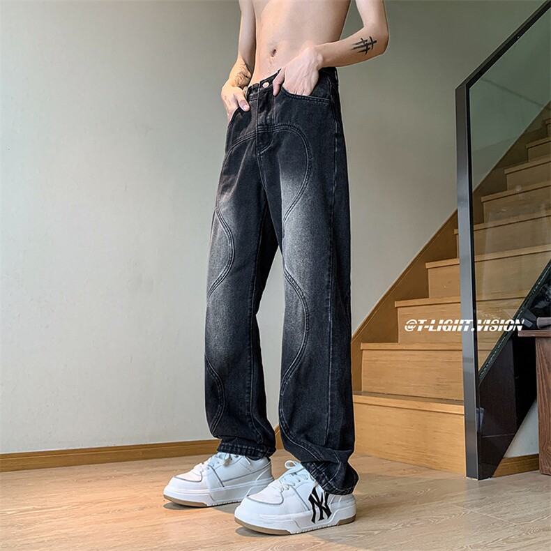 B221美式ins高街小众个性百搭小脚牛仔裤LK23026-P60控78,男装牛仔裤,电商B221