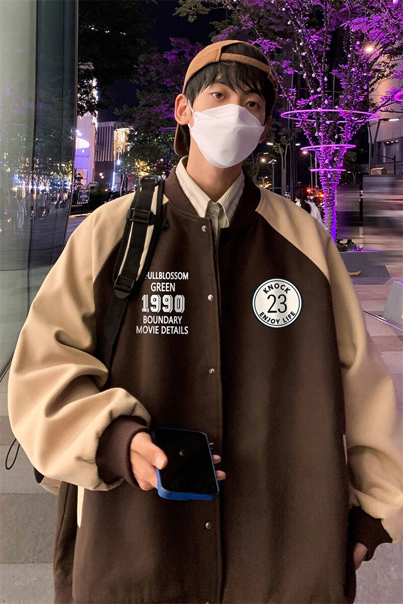 港风夜景时尚拼接撞色立领棒球服夹克A247-G6820P85控138,男装夹克,电商A247