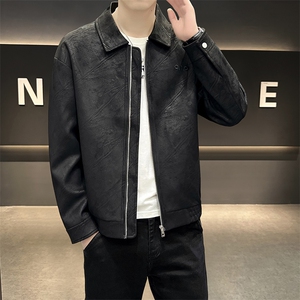 K592-P115 秋冬潮流新款翻领PU皮衣男高品质防风百搭夹克图片